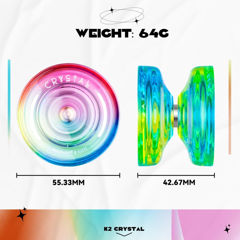 MAGICYOYO Responsive Yoyo Professional K2 Crystal, Dual Purpose Yoyo for Beginner and Advanced Players, Plastic Gradient Yoyos with 12 Yoyo Strings, Yo-Yo Case, Accessory Kit (Gradient Yoyo Pack) - Image 4