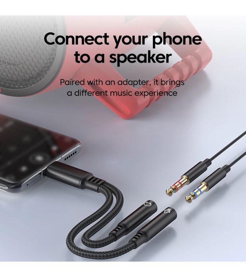 كابل محول من نوع C إلى مقبسين 3.5 ملم (2 في 1) - مقسم صوت USB-C إلى 3.5 ملم - رمادي - Image 4