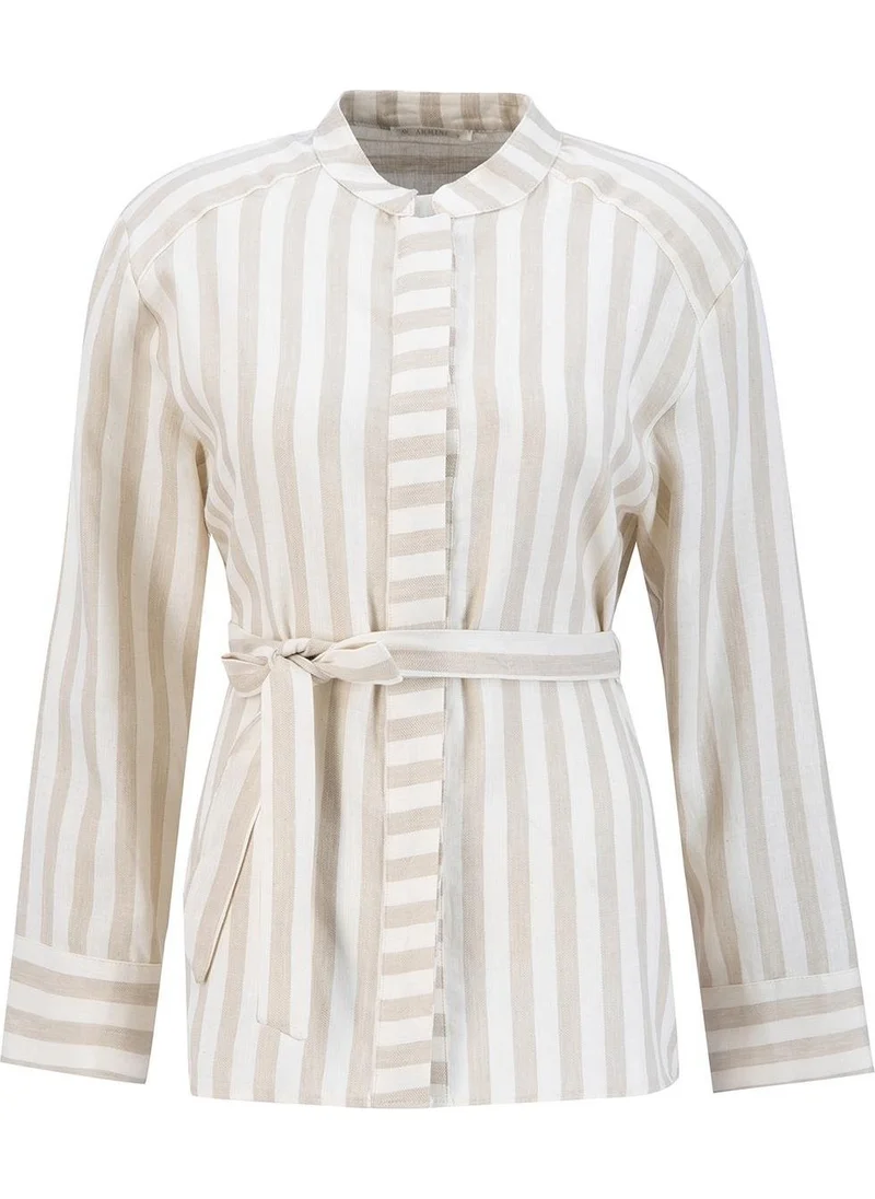 ARMINE Thick Striped Cotton Suit 24K6853 Beige