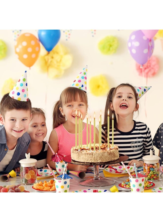 12 Pcs Electroplate Birthday Candles Set, Bio Degradable Long Thin Candles with Holders, Party Candles for Birthday Cakes Cupcake (Gold+Pink)  - Image 4