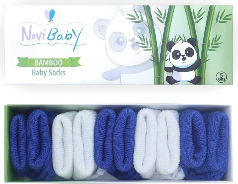 Novibaby 5-Piece Bamboo Newborn Baby Socks I Brave Size I 0-6 Months  - Image 1