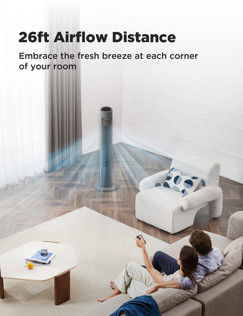 PELONIS 40''Oscillating Tower Fan | Remote Control | Quiet Stand Up | 3 Speed Settings | 3 Modes |15-Hour Timer | LED Display | for Bedroom Home Office Use| Black - Image 2