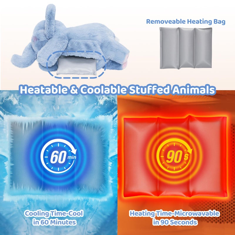Mewaii Weighted Stuffed Animals with Microwavable Heating Pad - 5 lbs Adjustable, Heatable & Coolable Elephant Plush for Realistic Hug, Removable Inner Pad, Perfect Plush Gift for Kids (23 Inch) - Image 5