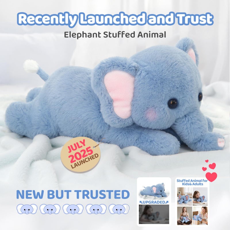 Mewaii Weighted Stuffed Animals with Microwavable Heating Pad - 5 lbs Adjustable, Heatable & Coolable Elephant Plush for Realistic Hug, Removable Inner Pad, Perfect Plush Gift for Kids (23 Inch) - Image 2