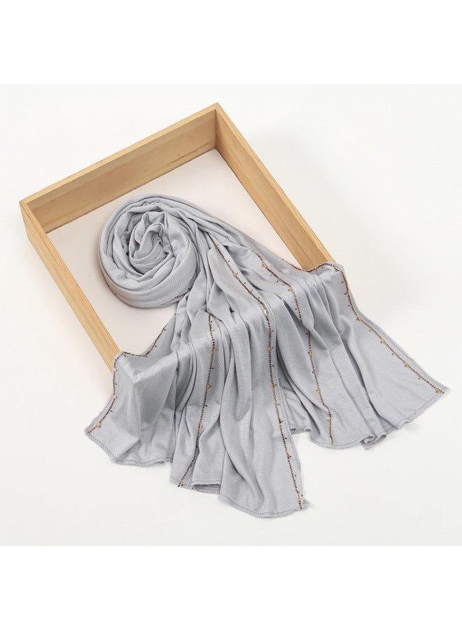 Women's Modal Solid Color Hijab Scarf, Breathable Soft Long Shawl with Heat-Set Rhinestones, Comfortable Lightweight Headscarf for Daily Prayer Ramadan Wear, Multi-Colors Available - Image 2