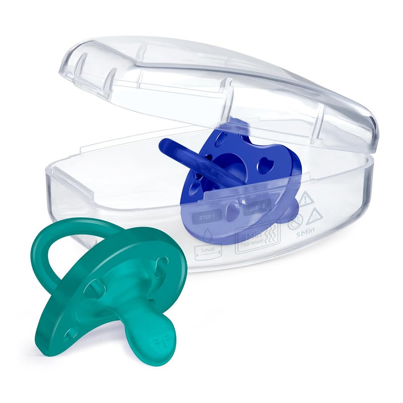 Chicco PhysioForma 100 Soft Silicone One Piece Pacifier for Babies 1624 Months  BPA  Latex Free  Reusable Case  BlueGreen 2pk - Image 4