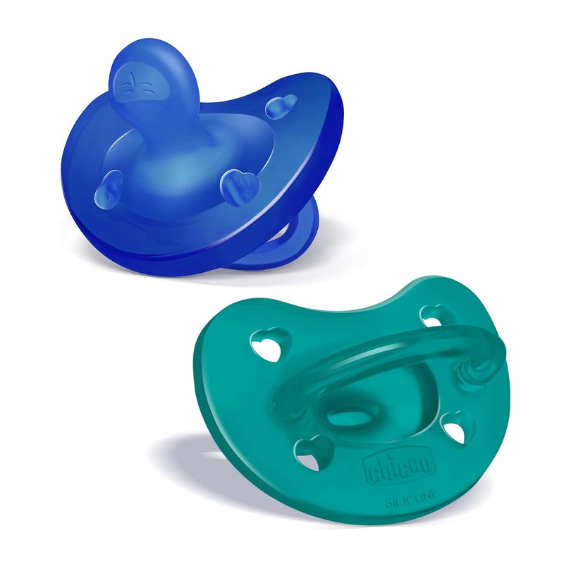 Chicco PhysioForma 100 Soft Silicone One Piece Pacifier for Babies 1624 Months  BPA  Latex Free  Reusable Case  BlueGreen 2pk - Image 1