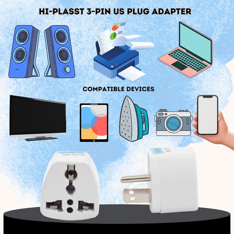 Mooka Type-B USA Converter Plug (Pack of 3) India to Canada Travel Adapter for USA, Canada, Mexico, Brazil, Philippines, Cuba, Thailand, Taiwan, Japan, Panama 3pin Plug - Image 4