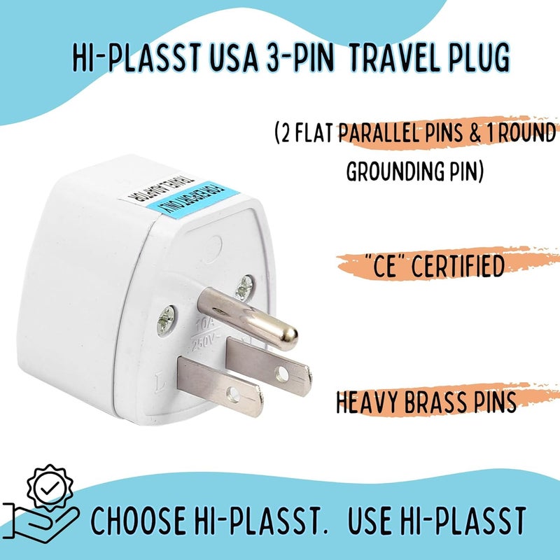 Mooka Type-B USA Converter Plug (Pack of 3) India to Canada Travel Adapter for USA, Canada, Mexico, Brazil, Philippines, Cuba, Thailand, Taiwan, Japan, Panama 3pin Plug - Image 5