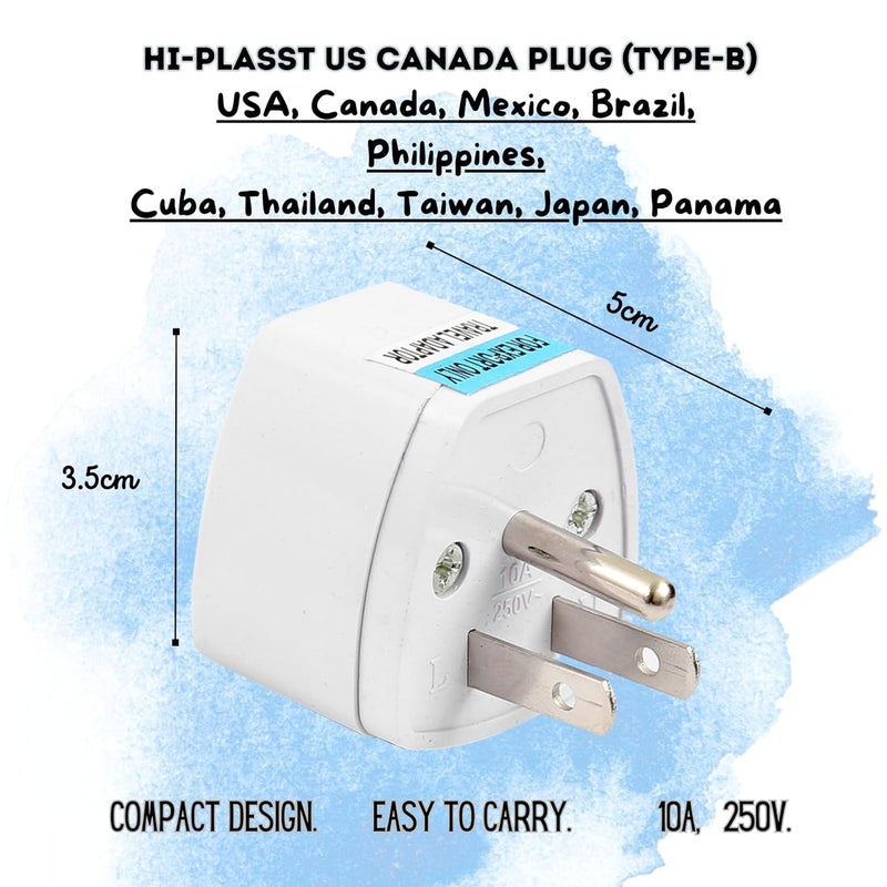 Mooka Type-B USA Converter Plug (Pack of 3) India to Canada Travel Adapter for USA, Canada, Mexico, Brazil, Philippines, Cuba, Thailand, Taiwan, Japan, Panama 3pin Plug - Image 3