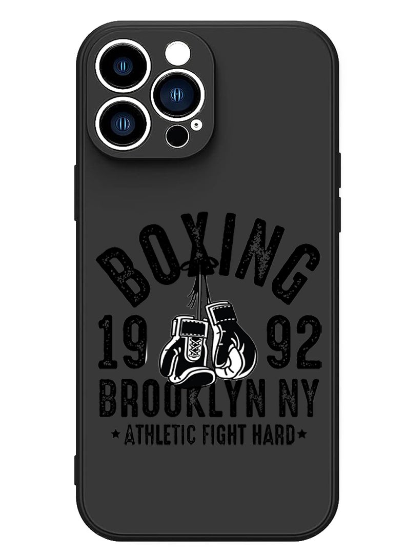 Theodor Protective Slim Fit Case Liquid Silicone Cover with Full Body Protection Anti-Scratch Shockproof Case For iPhone 15 Pro Max Black - Boxing Brooklyn black  - Image 1