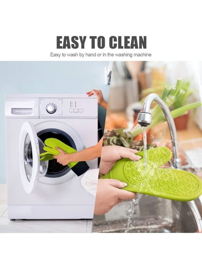 Pair Silicone Oven Mitts Heat Resistant Oven Mitt with Quilted Liner Non-Slip Textured Grip Flexible Oven Gloves Waterproof BBQ Kitchen Cooking Mitts - Image 5