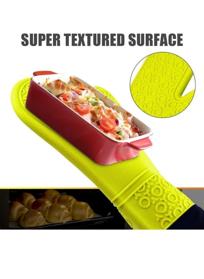 Pair Silicone Oven Mitts Heat Resistant Oven Mitt with Quilted Liner Non-Slip Textured Grip Flexible Oven Gloves Waterproof BBQ Kitchen Cooking Mitts - Image 4