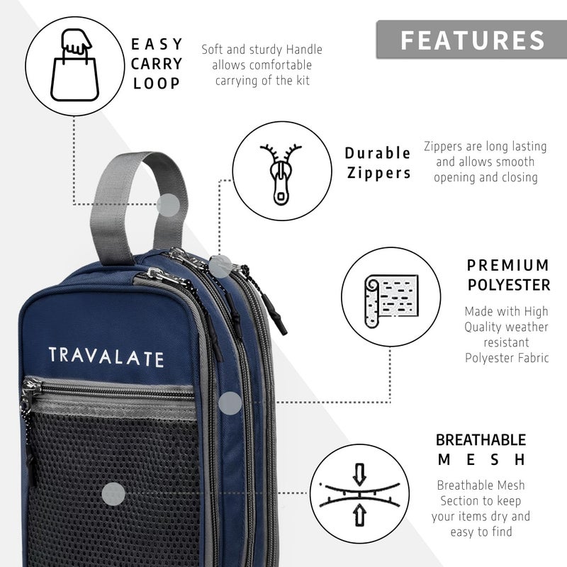 TRAVALATE Lightweight, Water-Resistant Toiletry Organizer Dopp Kit for Men and Women |Unisex Multipurpose Spacious Travel Accessories, Makeup Kit Bag -Blue - Image 3