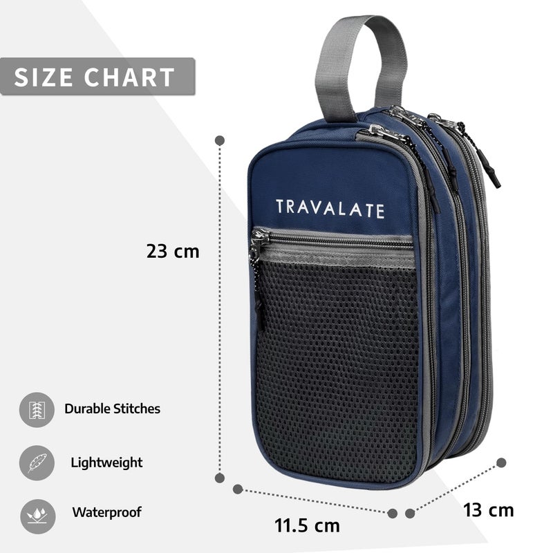 TRAVALATE Lightweight, Water-Resistant Toiletry Organizer Dopp Kit for Men and Women |Unisex Multipurpose Spacious Travel Accessories, Makeup Kit Bag -Blue - Image 4
