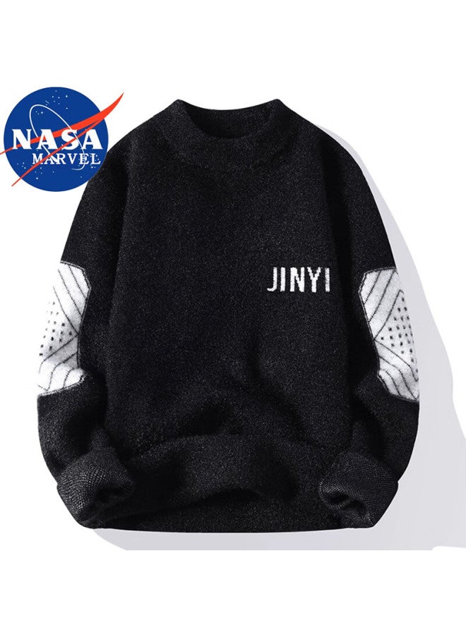 Nasa Marvel Men's Autumn Winter Thick Warm Lazy Style Knit Sweater Soft Base Layer White L - Image 5