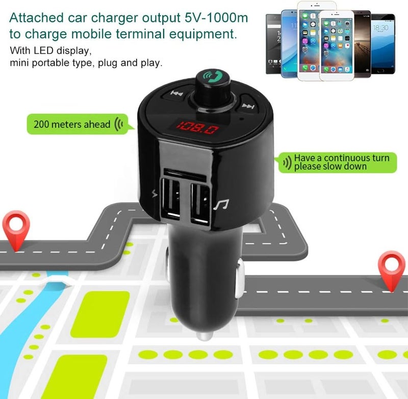 كلاراكو جهاز إرسال صوتي لاسلكي متعدد الوظائف للسيارة مزود بتقنية البلوتوث، ومحول راديو FM، وشاحن جوال بمنفذ USB مزدوج ومشغل MP3 (أسود) - Image 3