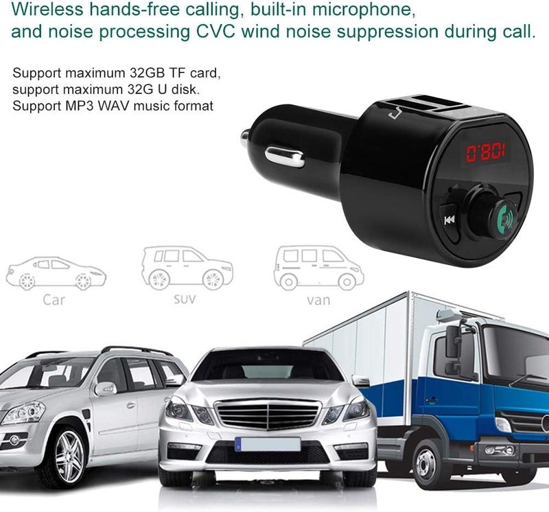 كلاراكو جهاز إرسال صوتي لاسلكي متعدد الوظائف للسيارة مزود بتقنية البلوتوث، ومحول راديو FM، وشاحن جوال بمنفذ USB مزدوج ومشغل MP3 (أسود) - Image 4