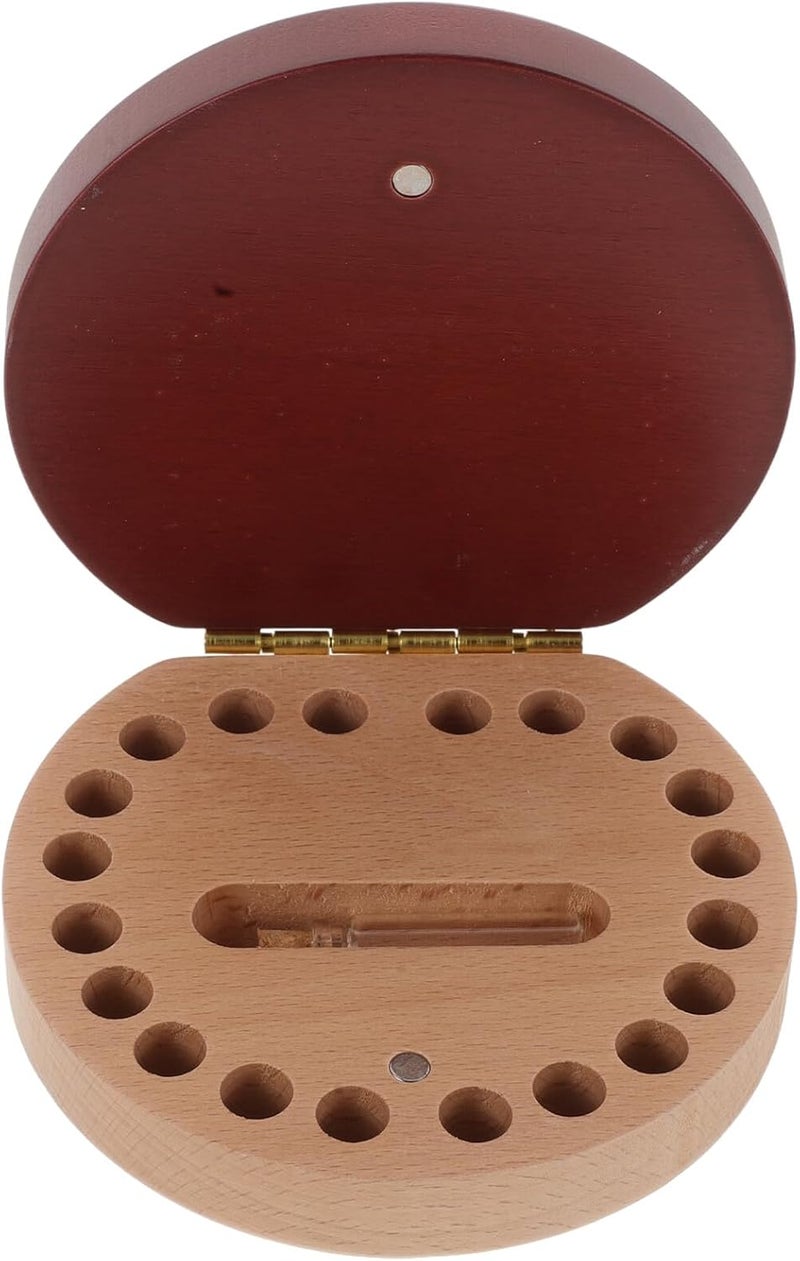 Wooden Tooth Keepsake Box for Boys Individual Compartments and Labels Wood Tooth Fairy Box and First Haircut Storage Milestone Organizer - Image 1