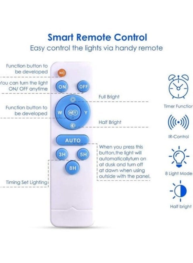 Qenos 200W Solar Powered Outdoor LED Flood Light with Solar Panel and Remote Control - White 6500K - Image 3