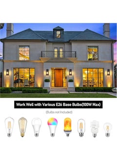 SP Outdoor Wall Light Fixtures, Exterior Waterproof Wall Lanterns, Porch Sconces Wall Mounted Lighting with E26 Sockets & Glass Shades, Modern Matte Black Wall Lamps for Patio Front Door Entryway, 2-Pack  - Image 5