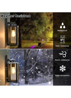 SP Outdoor Wall Light Fixtures, Exterior Waterproof Wall Lanterns, Porch Sconces Wall Mounted Lighting with E26 Sockets & Glass Shades, Modern Matte Black Wall Lamps for Patio Front Door Entryway, 2-Pack  - Image 4