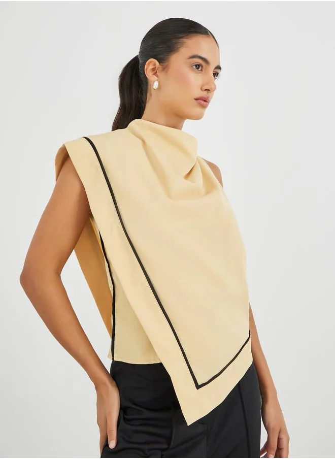ستايلي Styli Solid Asymmetric Hem Sleeveless Top
