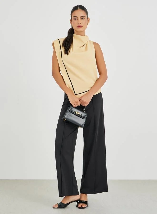 Styli Solid Asymmetric Hem Sleeveless Top