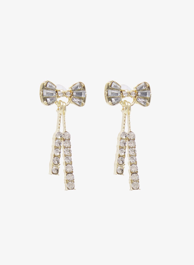 ELLA Rhinestone Embellished Bow Shape Earrings - Image 2