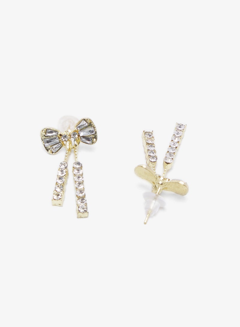 ELLA Rhinestone Embellished Bow Shape Earrings - Image 1