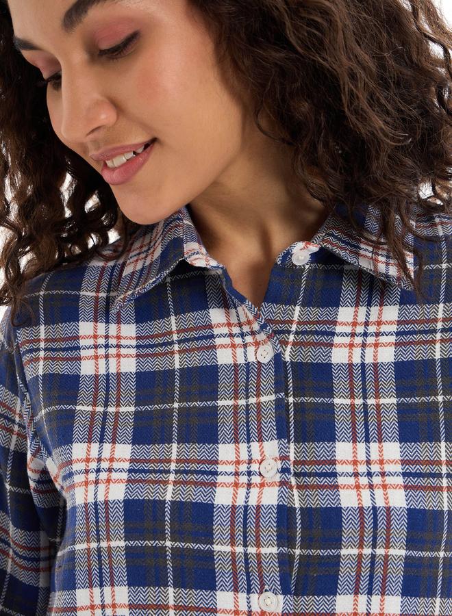 SASSAFRAS Sassafras Cotton Checked Lounge Longline Shirt  - Image 4