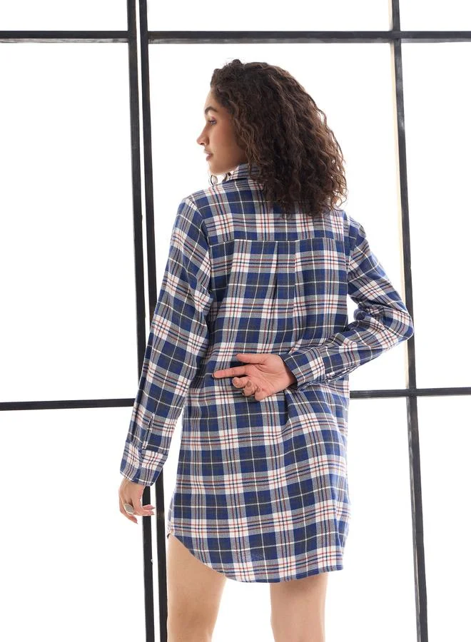 SASSAFRAS Sassafras Cotton Checked Lounge Longline Shirt