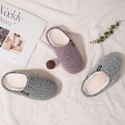 ERGOfoot Arch Support Orthopedic Slippers for Plantar Fasciitis, Sherpa Fleece Clog Style -Machine Washable Non-Slip Indoor Outdoor House Slippers for Women& Men/Pink Purple Marl W7 - Image 3