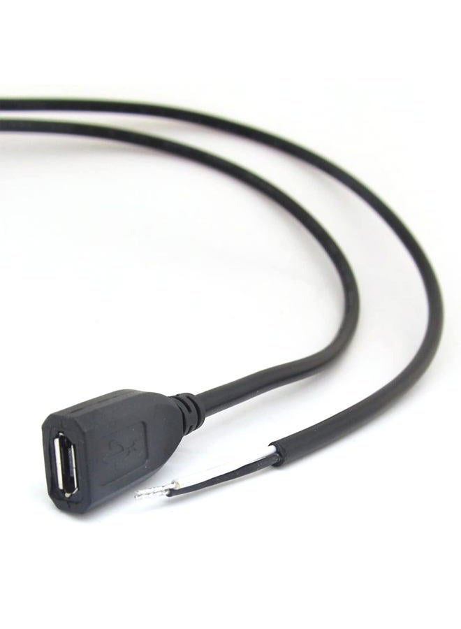 N.C 5pcs 0.3M/1ft 12inch Micro USB Female Jack 5V 3A 22AWG 2 Wires Power Pigtail Cable DIY Black - Image 2