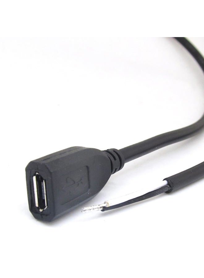 N.C 5pcs 0.3M/1ft 12inch Micro USB Female Jack 5V 3A 22AWG 2 Wires Power Pigtail Cable DIY Black - Image 5
