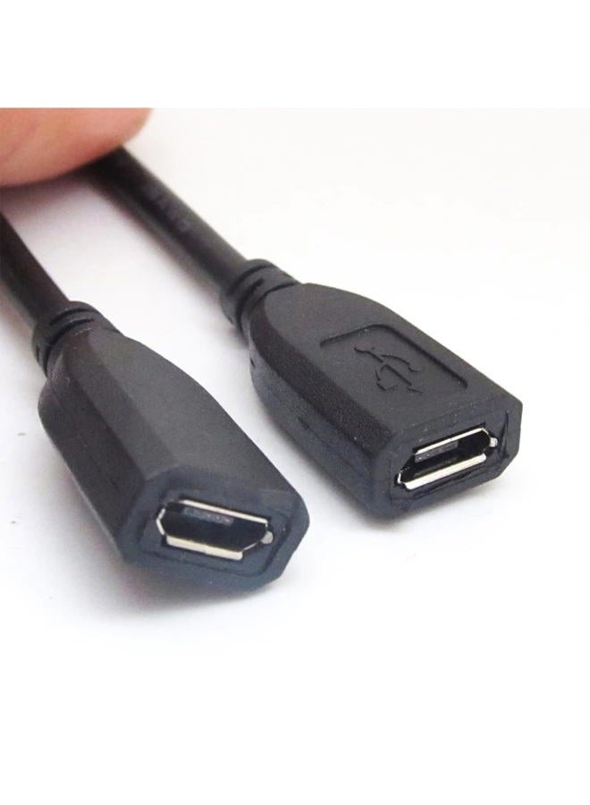 N.C 5pcs 0.3M/1ft 12inch Micro USB Female Jack 5V 3A 22AWG 2 Wires Power Pigtail Cable DIY Black - Image 3