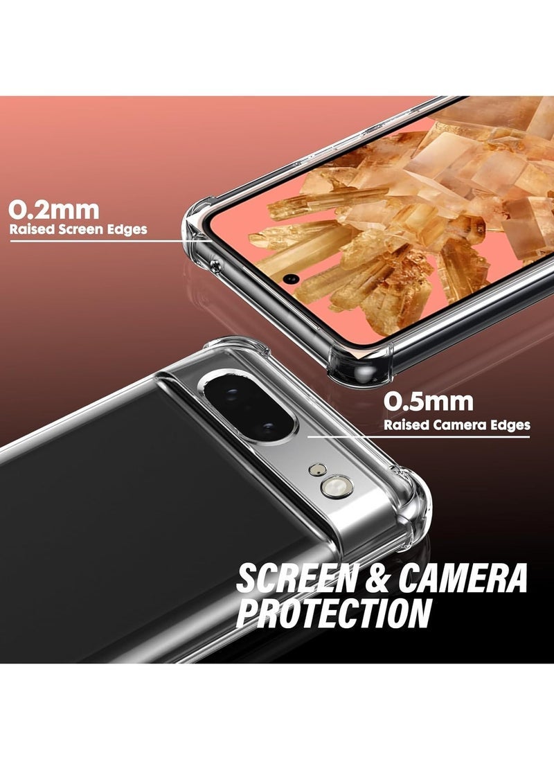 TIGER Case for Google Pixel 8 Phone case, with 1 Piece Screen Protector, TPU Bumper Shockproof Silicone Fullbody Protective Case Cover for Google Pixel 8, Transparent - Image 2