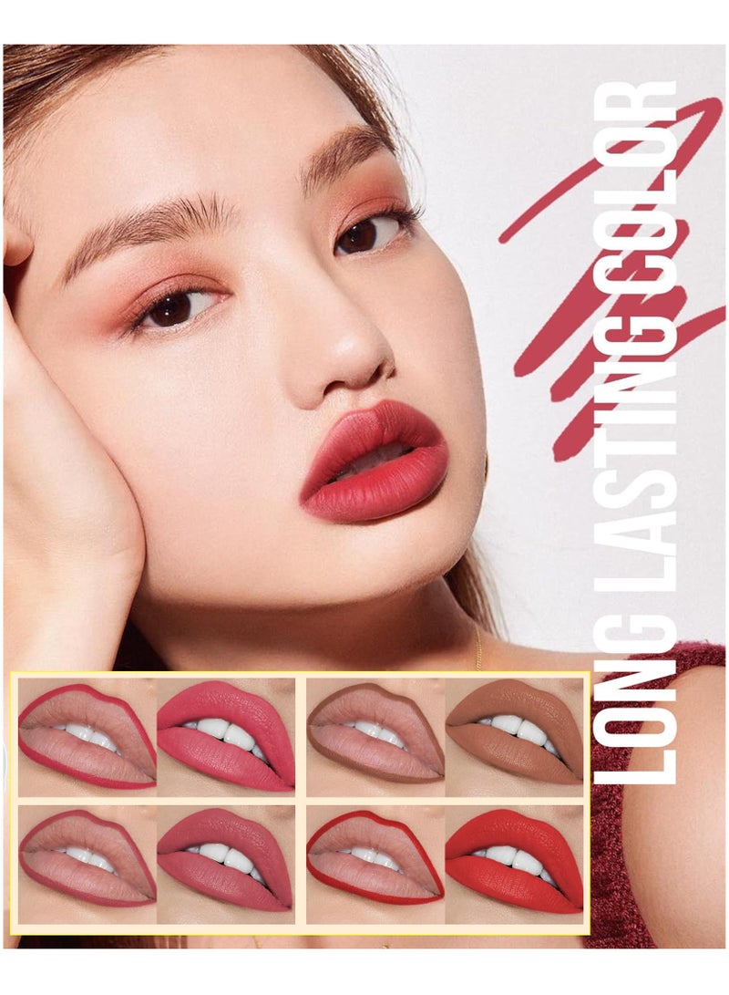 SYOSI Lip Stain Marker Pen Set, 4 Pcs Hydrating Liquid Lip Liner Kit, Matte Finish, Long-Lasting Waterproof, Precise Chisel Tip for Smooth Application, Ideal Makeup Gift for Women - Image 2