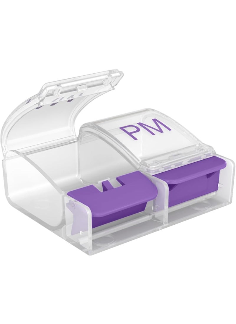 Ezy Dose EZY DOSE Daily Push Button Pill Case, Medicine Planner, Vitamin Organizer Box, 2 Times a Day, AM/PM Large Compartments, Arthritis Friendly, Clear Lids, Color May Vary, BPA Free 