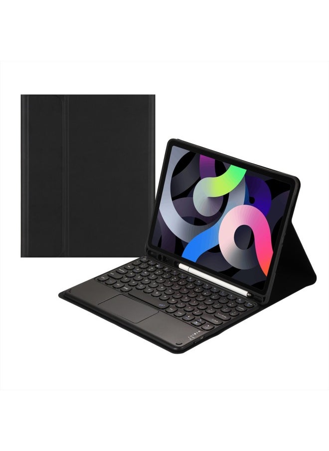 2022 For IPad 10th Generation Round Hat Bluetooth Touch Keyboard 10.9 With Pen Slot Leather Case 13 Keyboard Mouse 11 Inch-Color:Elegant Black + Black Touch-Product Type:ipad7/8/9 [10.2 Inch]/Air3/Pro [10.5 Inch] Universal  - Image 1