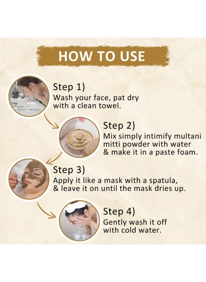 INTIMIFY Multani Mitti Powder For Face Pack 150g,rose water 100ml,brush - Image 3