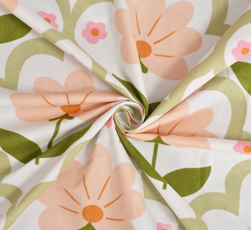 AMEYAA 350 TC All Around Elastic Fitted Bedsheets King Size Bedsheets, Premium Printed Fitted Bedsheet dor Double Bed 72 x 78 x 10 Inches Orange - Image 2
