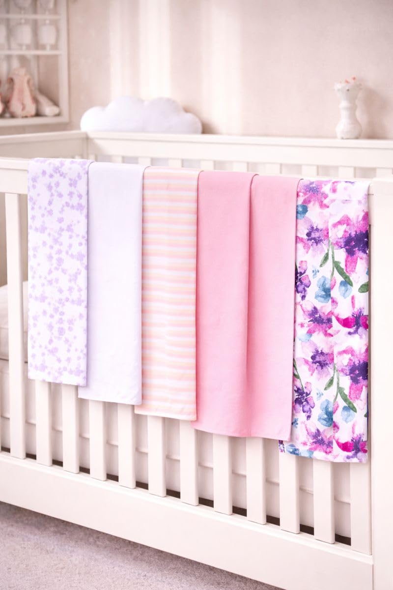 TuddyBuddy Baby Burp Cloth Towel Napkins for Baby Large 17x12 Inches, Fine Double Layer 100% Cotton (5 Pcs Burp Towels, Voilets) - Image 2