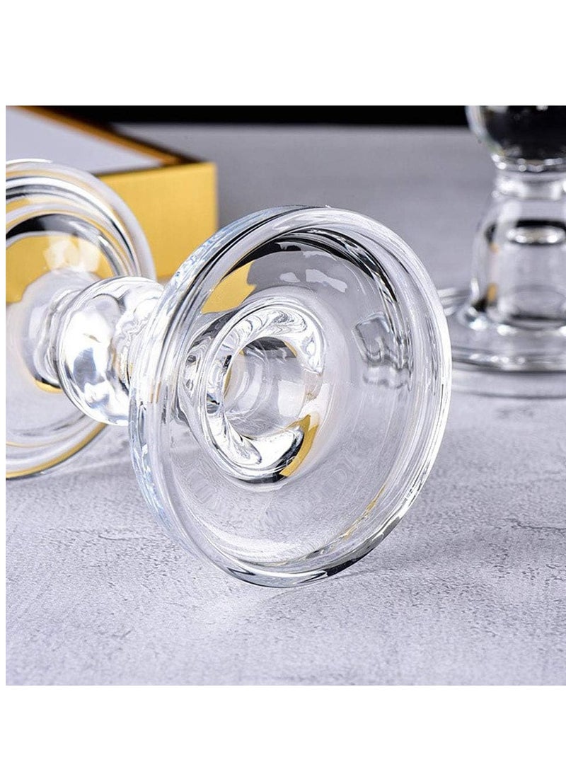 RR BRAND Glass Candle Holder Set Of One Pillar Candle And Clear Crystal Holders Taper Candle And Tealight For Home Dinner Table Home Decor  - Image 3