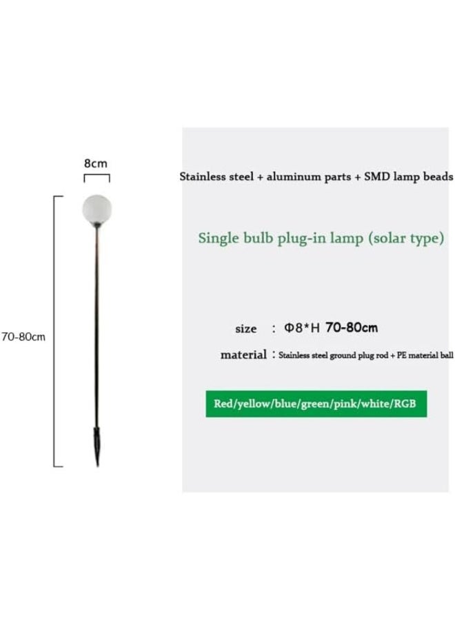 Solar Garden Stake Lights, 8cm Sphere, 70-80cm Height, Waterproof 8-Color Changing LED, Auto On/Off, Stainless Steel, 2-Pack - Image 2