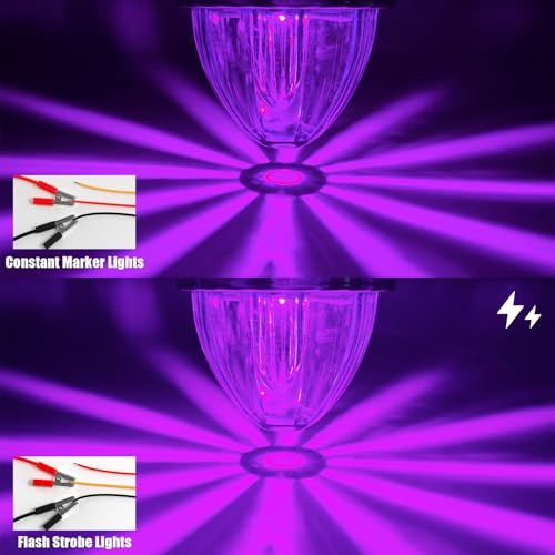 BJZ 4Pcs Purple Watermelon LED Strobe+Constant Marker Lights Dual Function Watermelon-Shaped Side Marker Clearance Tail Top Cap Roof Lights for Trailer Truck Semi-Trailer Heavy-Duty Truck Bus Van - Image 2