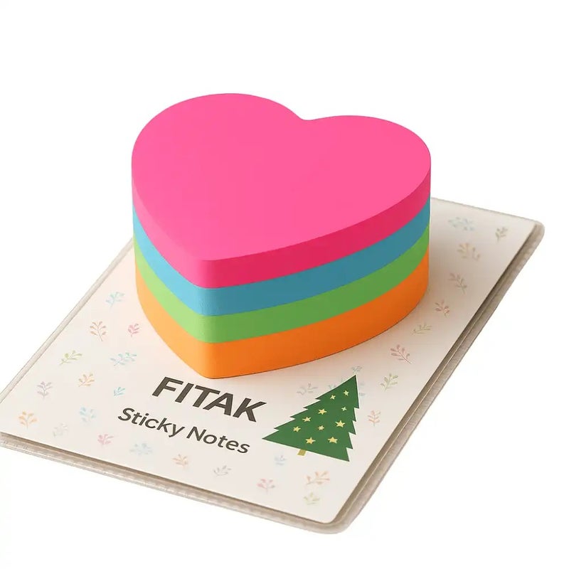 Heart Shaped Sticky Notes In 4 Assorted Color- 100 Sheets