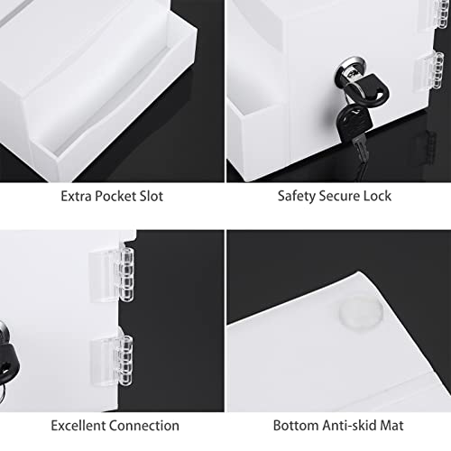 BTSKY Acrylic Suggestion Box with Lock, Acrylic Donation Box with Sign Holder, Office Ballot Box with Pocket Collection Box for Voting Locking Mailbox, Suggestion Box with Removable Sign Slot (White) - Image 5