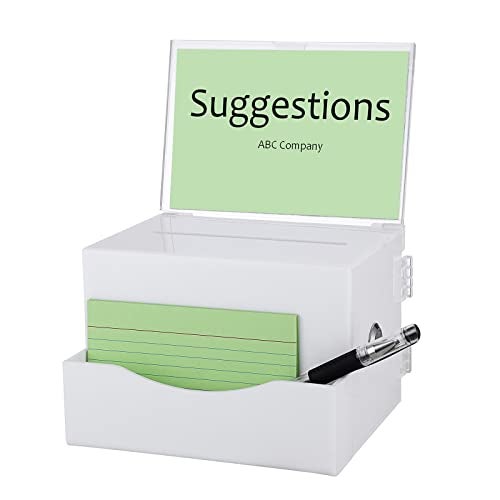 BTSKY Acrylic Suggestion Box with Lock, Acrylic Donation Box with Sign Holder, Office Ballot Box with Pocket Collection Box for Voting Locking Mailbox, Suggestion Box with Removable Sign Slot (White) - Image 2
