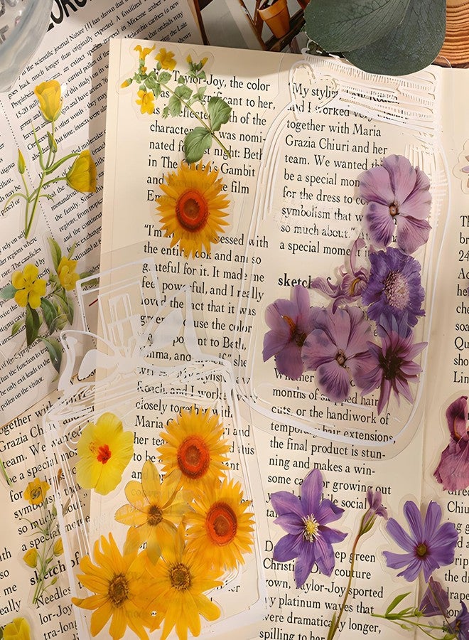 TARINI 40PCS DIY Transparent Dried Flower Bookmarks, Shapes Clear Blank Bookmarks with Decorative Stickers, Customizable Handmade Craft Kit for Book Lovers Readers, Long-Lasting Keepsake for Reading Gifting - Image 5